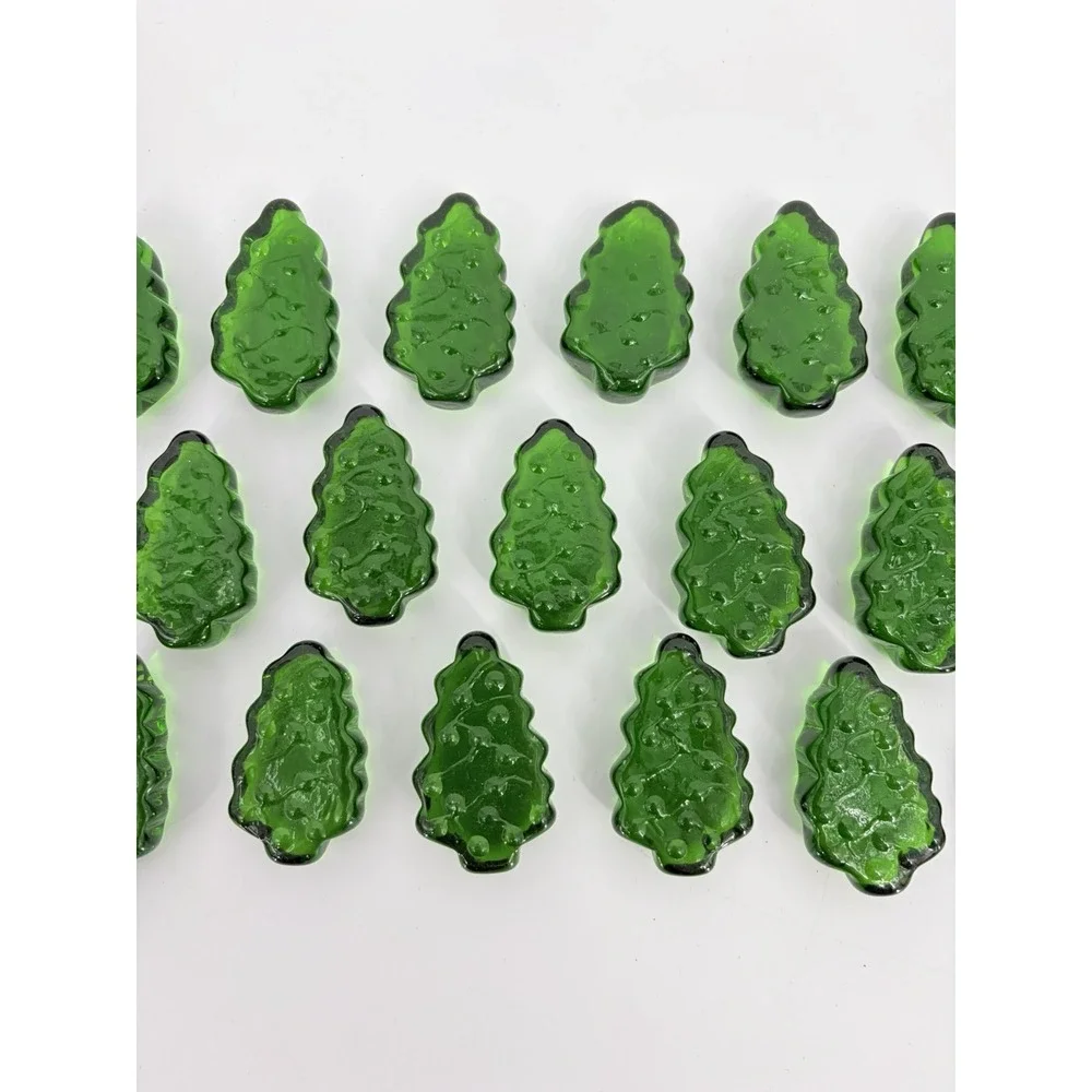 Green Glass Hard Candies Christmas Trees Lot of 26 Rare Bowl Vase Fillers